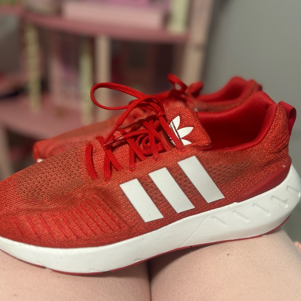Adidas Scarlet and White Running Shoes